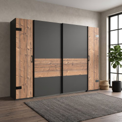 Armoire adulte style industriel 272 cm marron/graphite Nashville