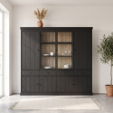 Vaisselier/argentier contemporain 240 cm ch&ecirc;ne noir Valeria