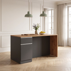 Îlot de cuisine 2 portes 160 cm anthracite mat/chêne wotan Solena
