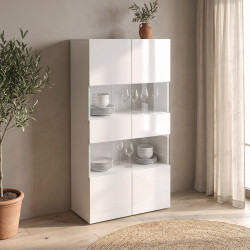 Vitrine moderne 80 cm blanc brillant Keops