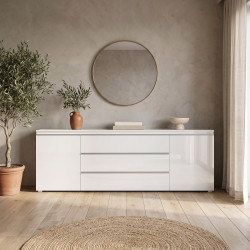 Buffet/bahut moderne 240 cm blanc brillant Maeva
