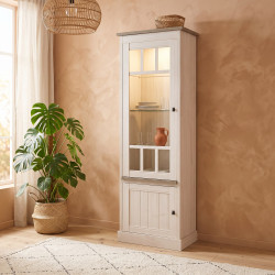 Vitrine contemporaine coloris chêne beige/mélèze Samos