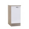 Meuble bas de cuisine contemporain 1 porte chêne brossé/blanc mat Thiva