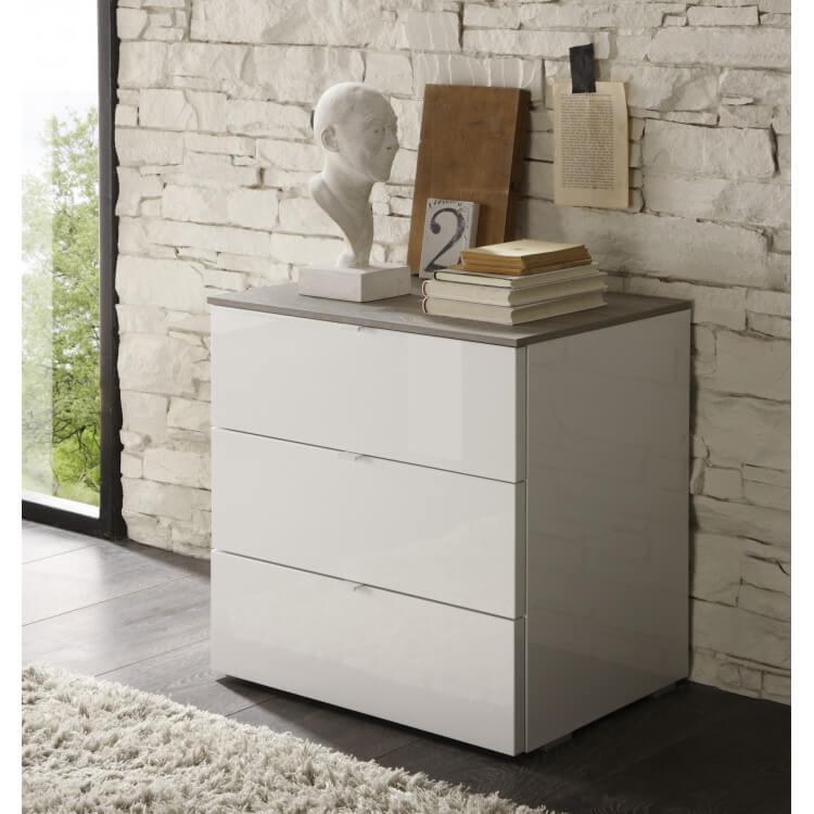 Meuble de rangement design 3 tiroirs laqué blanc Louisa