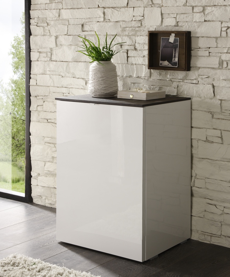 Meuble de rangement design 1 porte blanc laqué Louisa