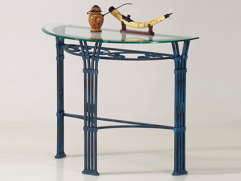 Console verre & fer forgé demi-lune VENISE | Matelpro