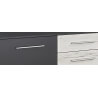 Commode contemporaine 2 portes/5 tiroirs chêne clair/gris métallique Bagossa