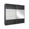 Armoire contemporaine 2 portes coulissantes 181 cm chêne clair/gris métallique Bagossa