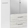 Armoire contemporaine 5 portes/2 tiroirs chêne clair/blanc Galva