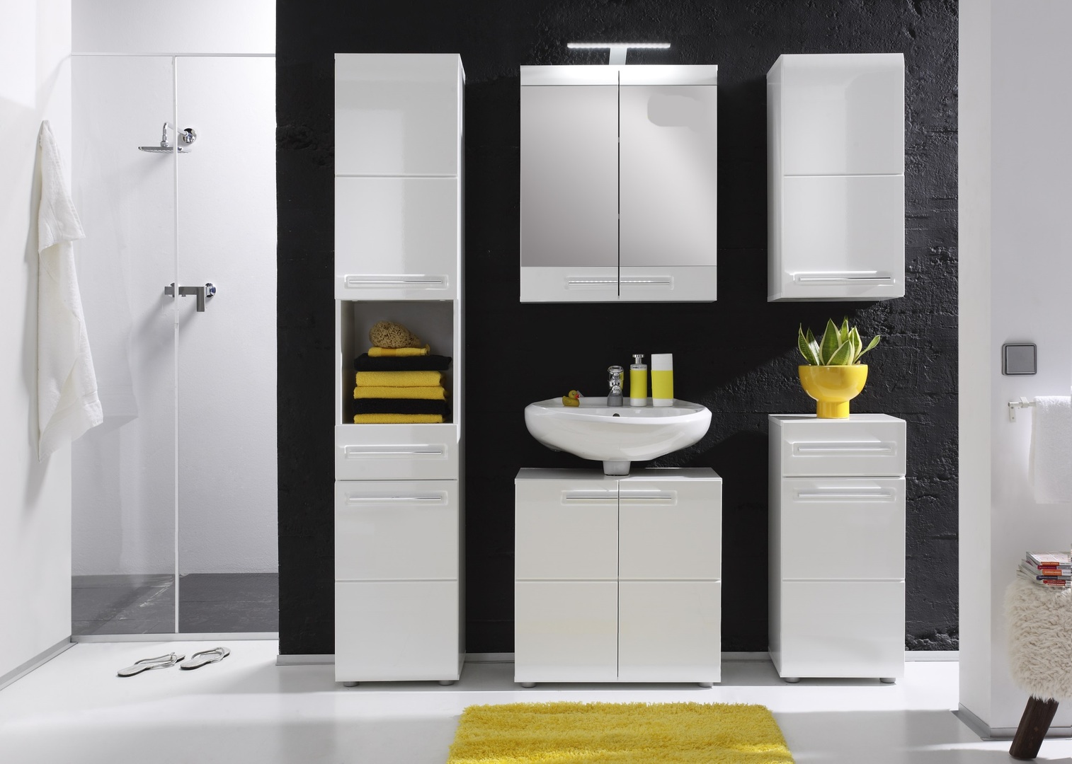 Meuble haut de salle de bain design laqué blanc Obra | Matelpro
