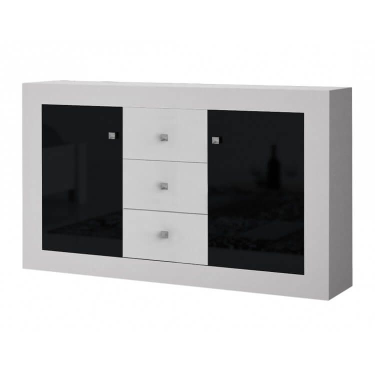 Commode design 2 portes/3 tiroirs blanche et noire Traviata