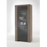 Vitrine contemporaine avec éclairage chêne truffe/gris laqué Loise