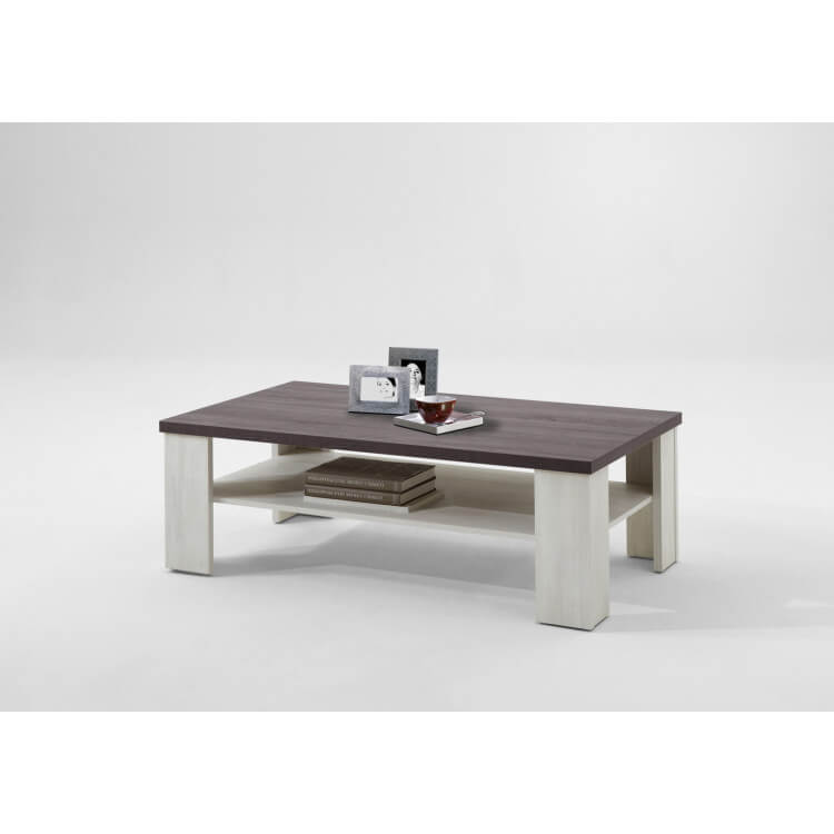 Table basse rectangulaire contemporaine chêne blanchy/gris Hardy