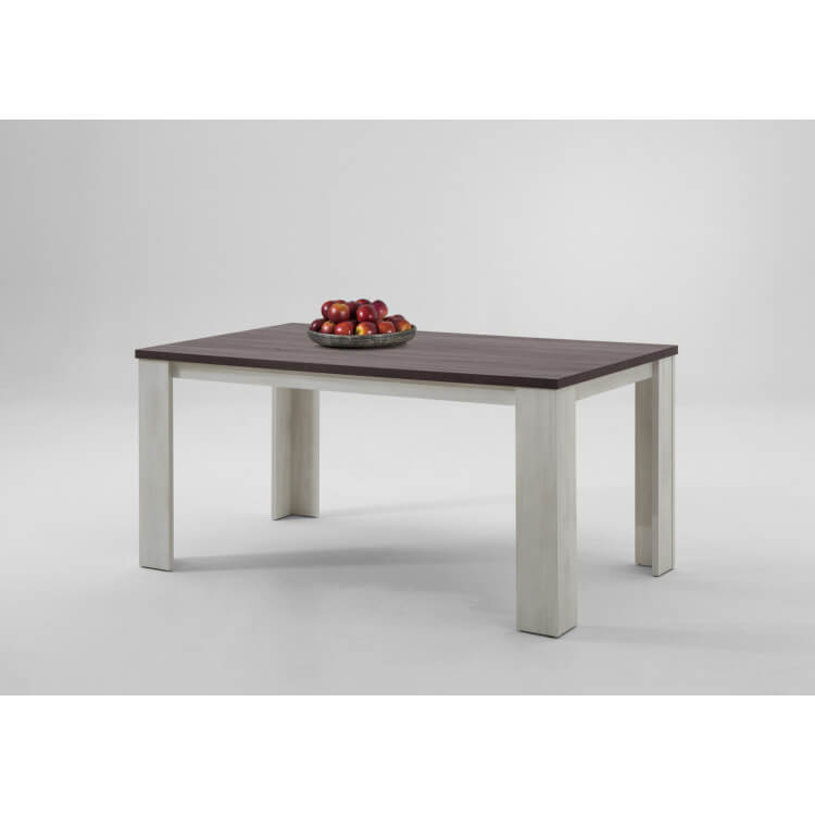 Table de salle à manger contemporaine chêne blanchy/gris Hardy