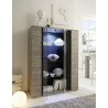 Vitrine contemporaine 2 portes avec éclairage chêne gris/gris mat Nessie