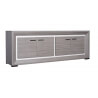 Buffet/bahut contemporain 4 portes gris cendré/gris brillant Shiny