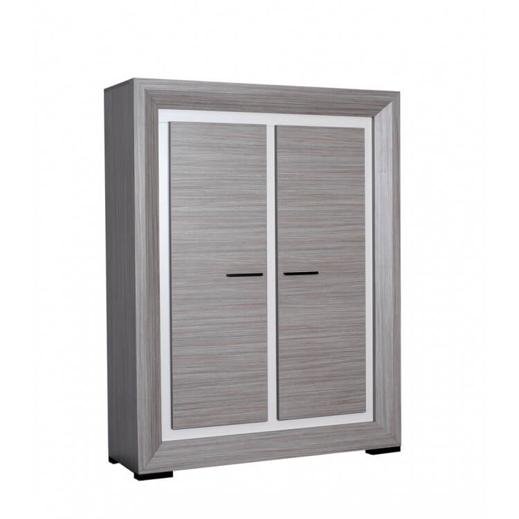 Vaisselier/argentier contemporain portes pleines gris cendré/gris brillant Shiny