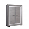 Vaisselier/argentier contemporain portes pleines gris cendré/gris brillant Shiny