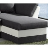 Canapé d'angle contemporain réversible convertible en tissu anthracite/PU blanc Enola