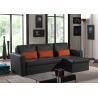 Canapé d'angle contemporain reversible convertible en PU noir/orange Astérion