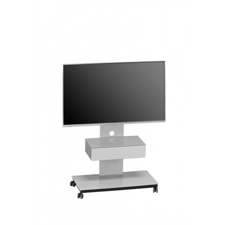 Meuble TV design métal noir/verre gris platine Savina