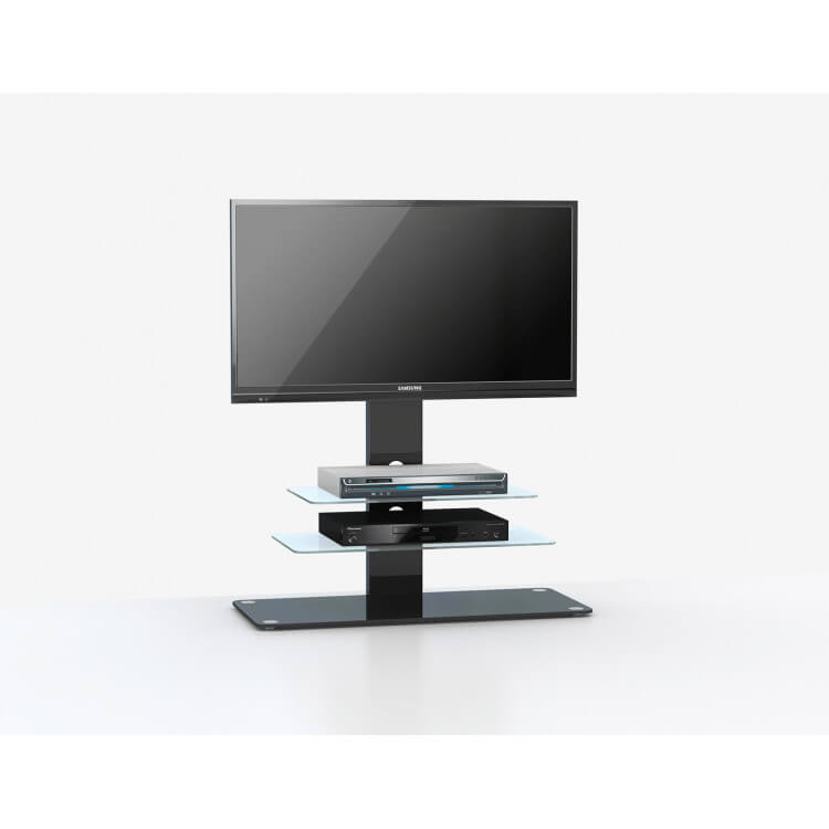 Meuble TV design métal noir/verre noir Fogo