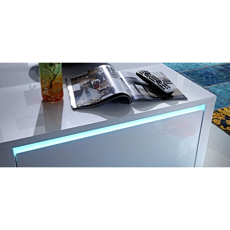 Meuble de rangement design avec éclairage laqué blanc Hidalgo