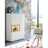 Vaisselier/argentier design 2 portes/2 tiroirs avec éclairage coloris blanc Alix