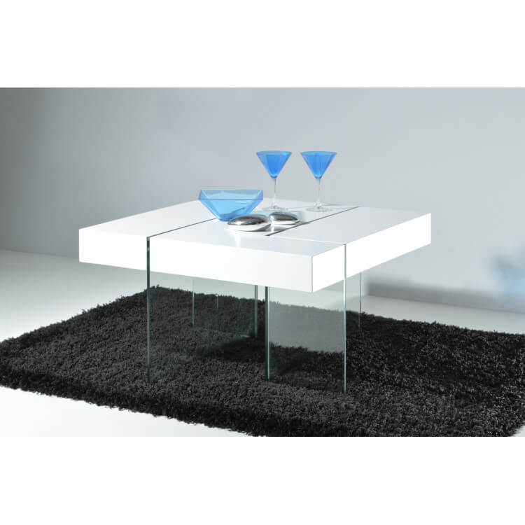 Table basse carrée design coloris blanc Rachelle