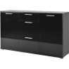 Buffet/bahut design 2 portes/3 tiroirs noir brillant Ameria