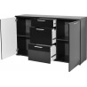 Buffet/bahut design 2 portes/3 tiroirs noir brillant Ameria