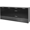 Buffet/bahut design 3 portes/3 tiroirs noir brillant Ameria