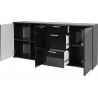 Buffet/bahut design 3 portes/3 tiroirs noir brillant Ameria