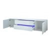 Meuble TV design 2 portes/2 tiroirs avec éclairage coloris blanc Melba
