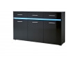 Buffet/bahut design 3 portes/3 tiroirs avec éclairage coloris noir Melba