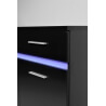 Meuble TV design 2 portes/2 tiroirs avec éclairage coloris noir Melba