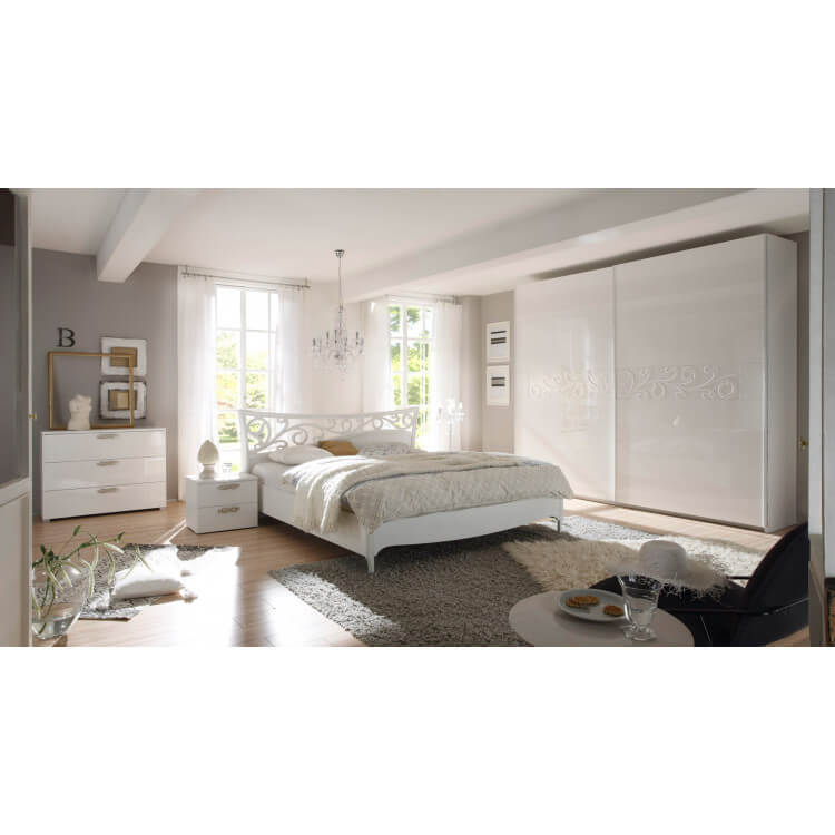 Chambre adulte design laqué blanc Estelle