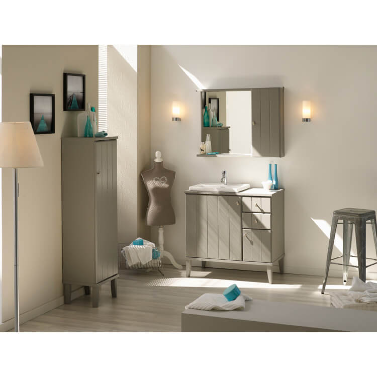Ensemble de salle de bain contemporain coloris gris poivre Bigaro