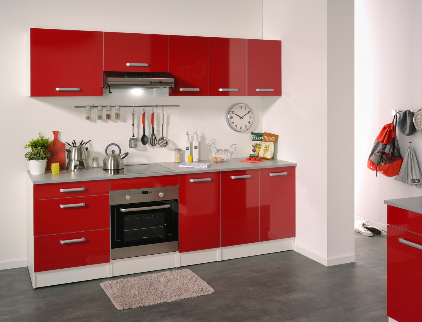 Meuble haut de cuisine contemporain 2 portes 80 cm blanc/rouge brillant Jackie | Matelpro