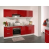 Meuble bas de cuisine contemporain 60 cm 3 tiroirs blanc/rouge brillant Jackie