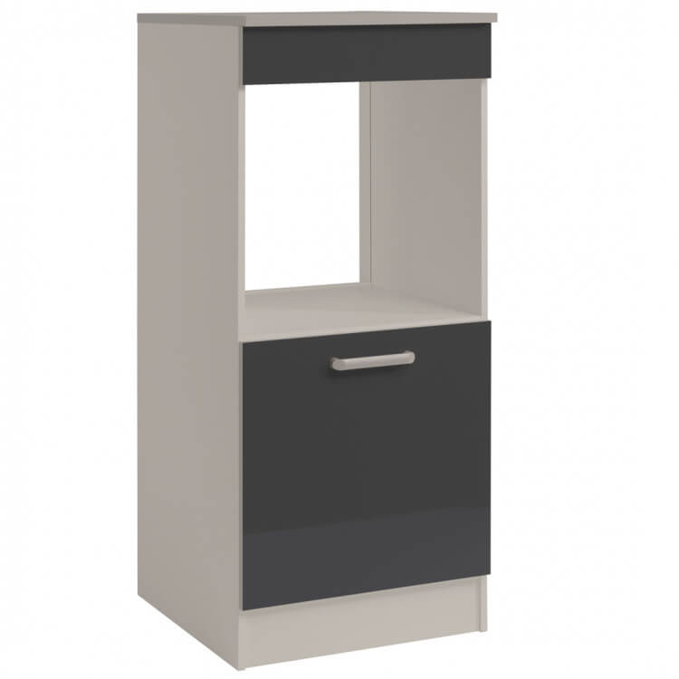 Armoire de cuisine contemporaine pour four 60 cm blanche/gris brillant Romaric
