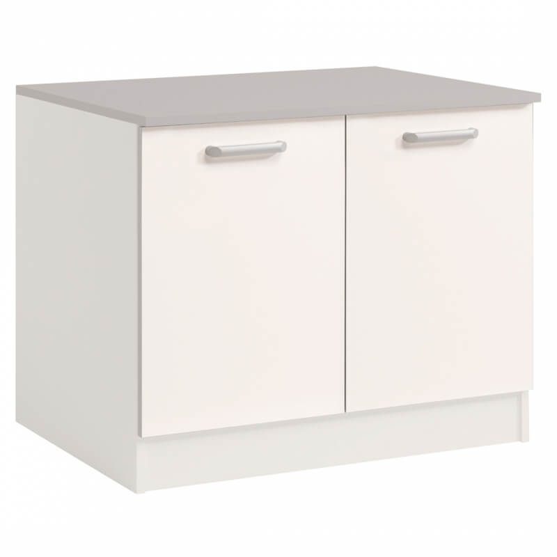 Meuble Bas De Cuisine Contemporain 120 Cm 2 Portes Blanc Brillant Bianco Matelpro