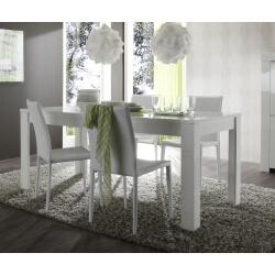 Table de salle à manger moderne laquée blanc brillant Agathe
