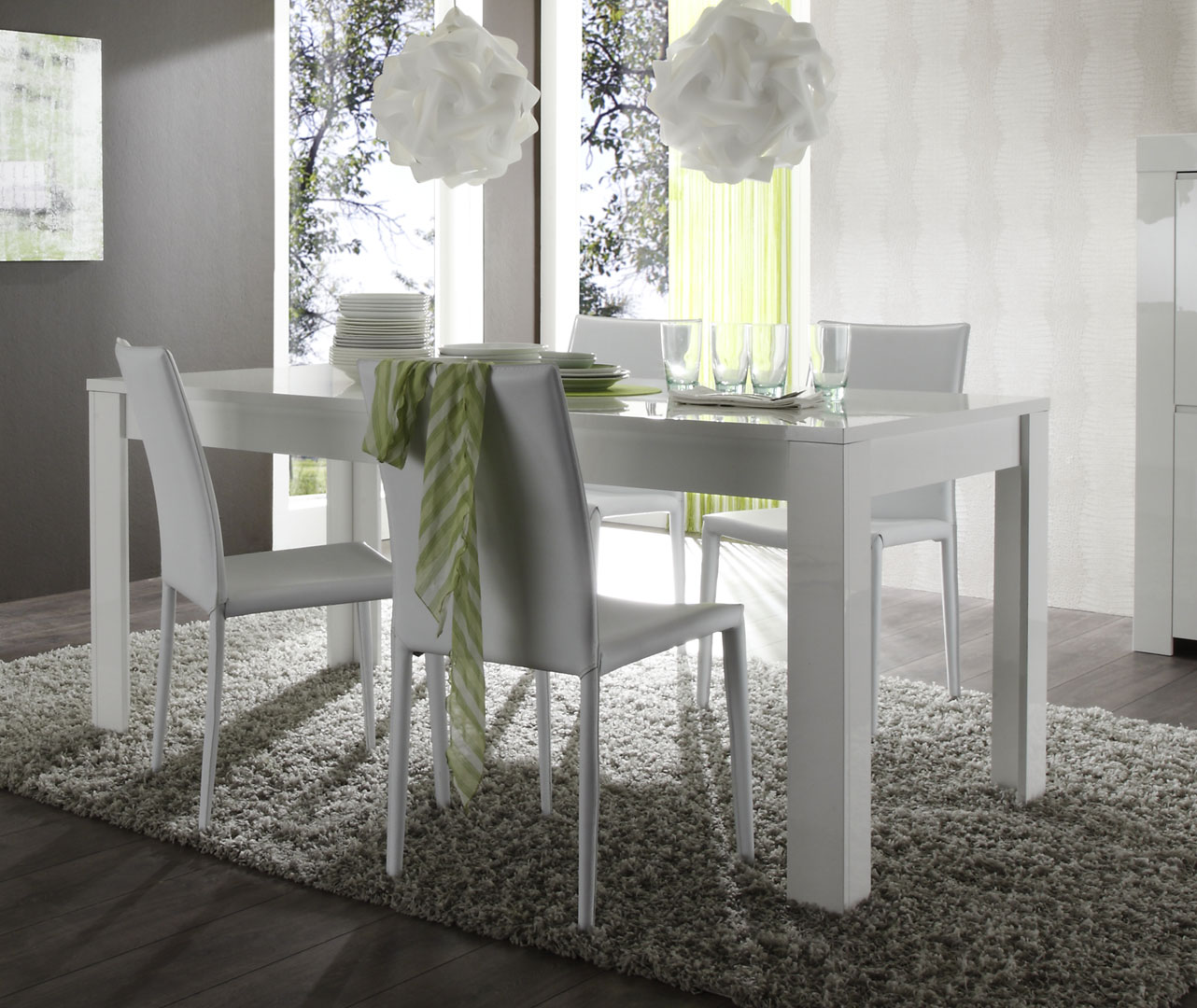 Table de salle à manger moderne blanche Agathe