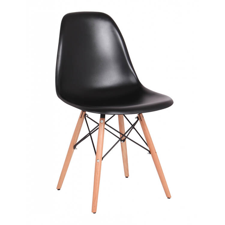 Chaise design bois & PVC coloris noir (lot de 2) Luberon