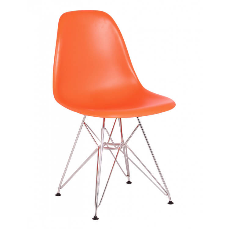 Chaise design métal & PVC coloris orange (lot de 2) Rotterdam