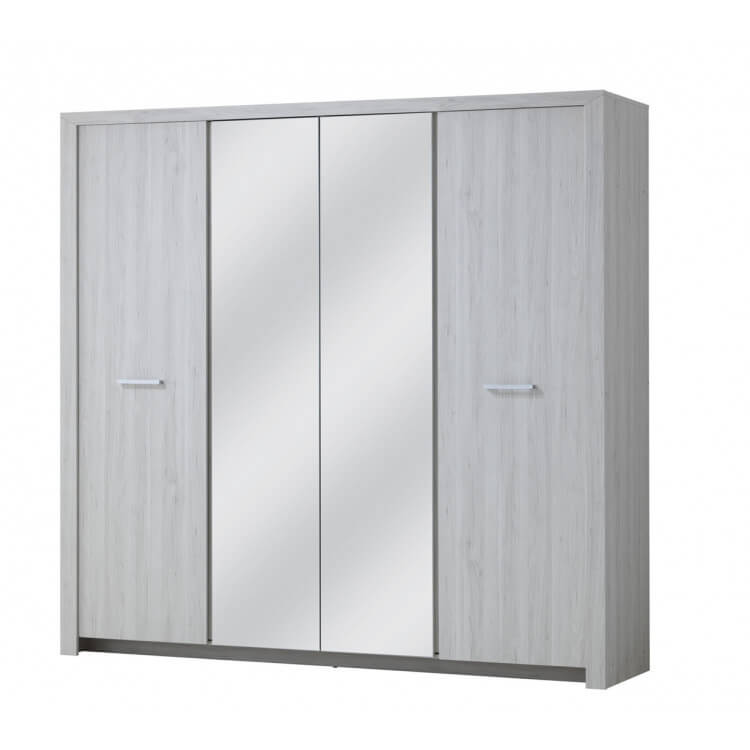 Armoire contemporaine 4 portes chêne clair Melinor Armoire contemporaine 4 portes chêne clair Melinor