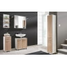 Meuble bas de salle de bain contemporain coloris chêne/blanc 1 porte/1 tiroir Serena