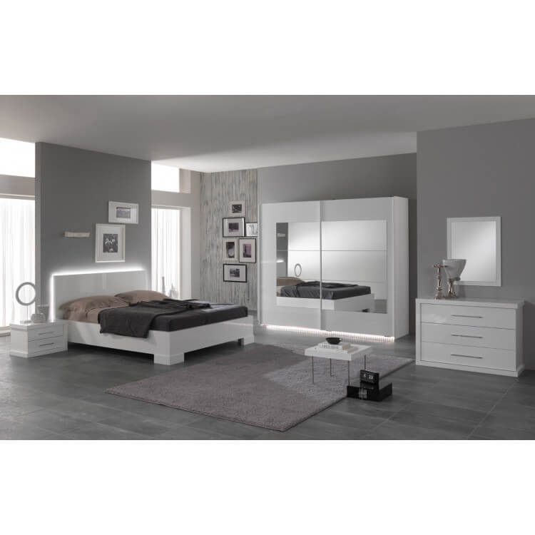 Chambre adulte design laquée blanche Alcove