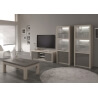 Meuble TV design 150 cm chêne blanchi/gris laqué Rosano